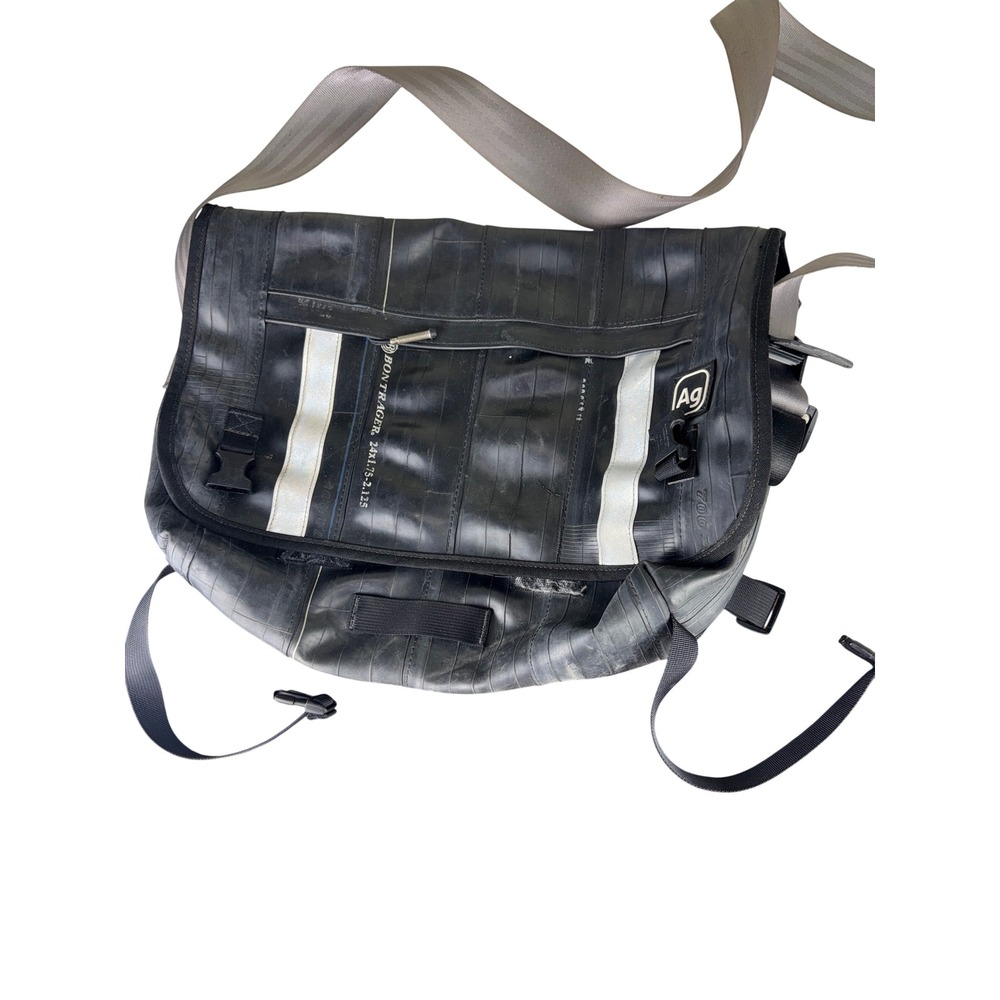 Alchemy Goods Upcycled Inner Tube Messenger Bag Black Reflective Laptop Commuter